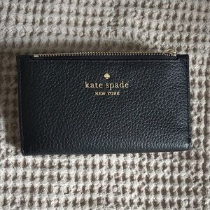 Kate Spade Black Textured Wallet with Gold Accents